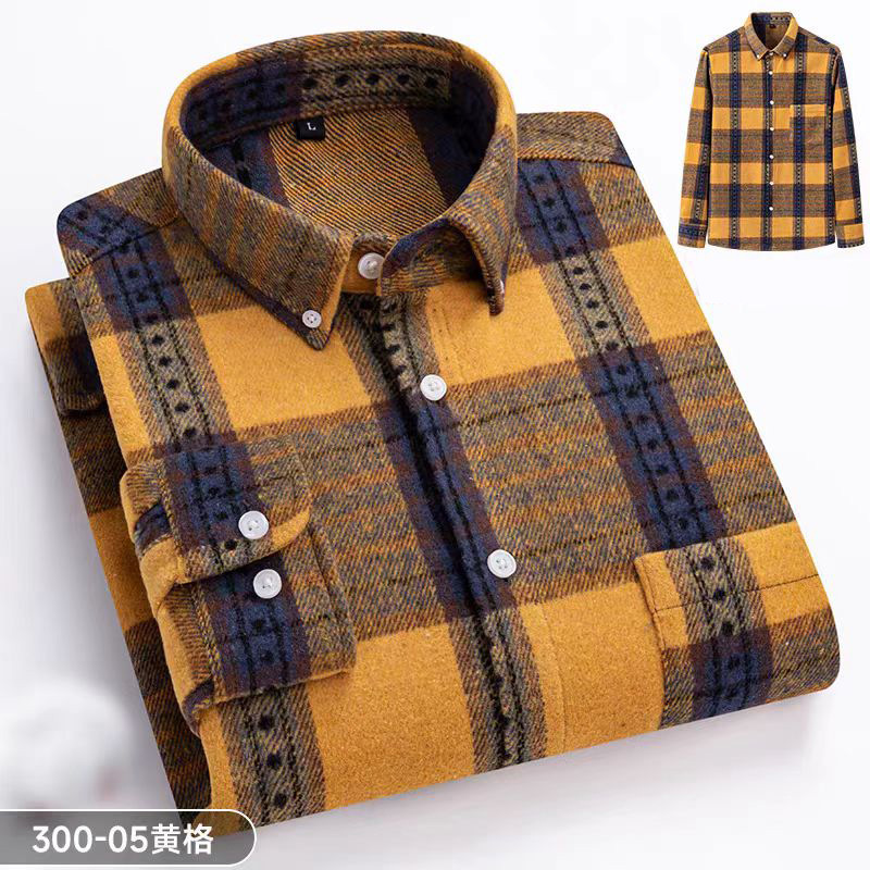 [Aumentar el grosor] camisa de manga larga de primavera y otoño de hombre de moda casual camisa caliente de malla gruesa