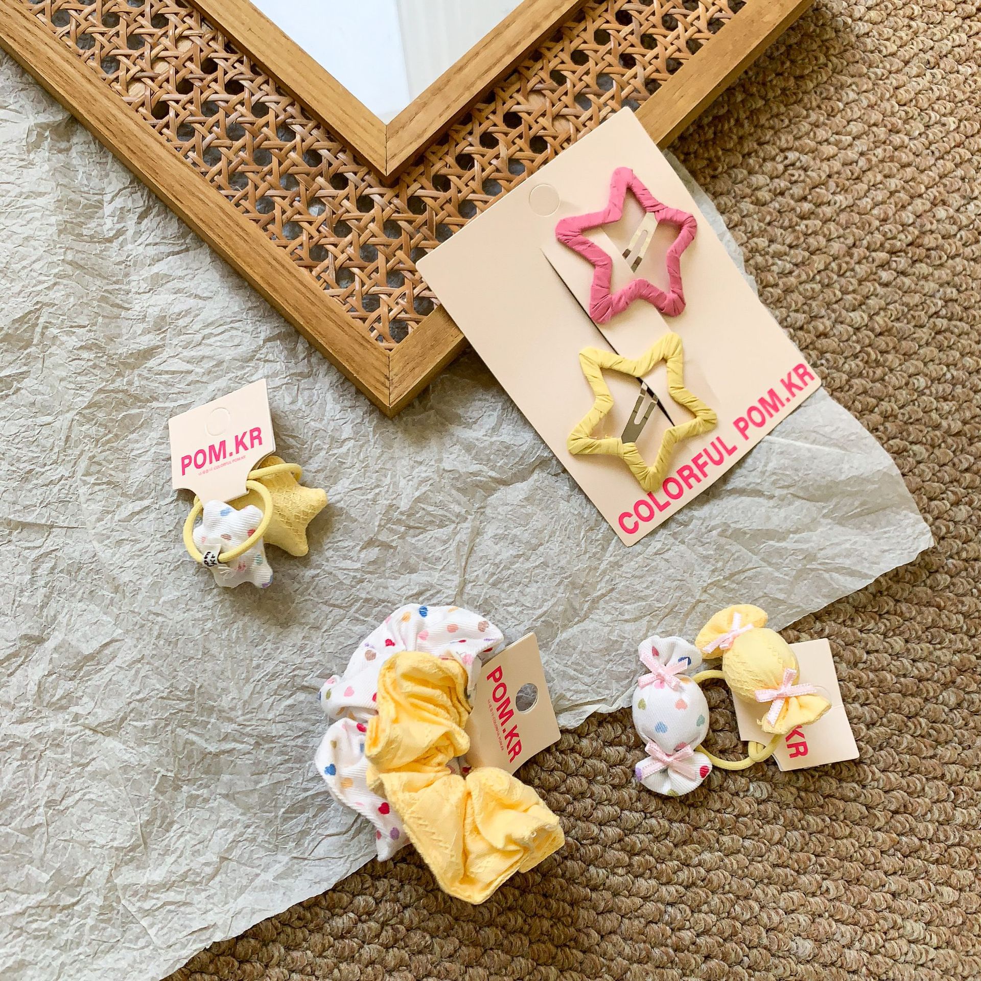 Sugar Pear ropa infantil niñas brocas de tela anillo para el pelo 2026 puntos de dibujos animados para niños brocas de pelo bebés accesorios para el pelo