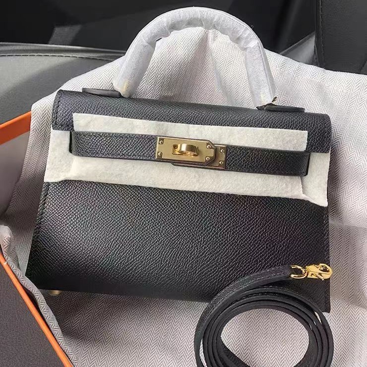 纯手工蜡线凯莉包mini小包二代凯利真皮女包外缝单肩斜挎手拿锁扣