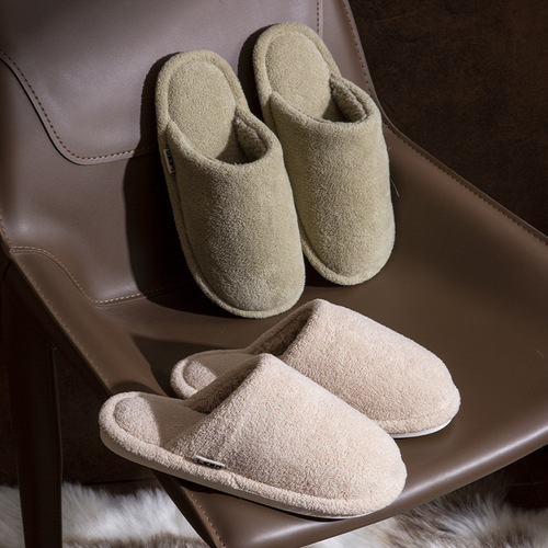 New Cotton Slippers for Women Autumn and Winter Plush Couple Home Indoor Household Warmth Anti-Slip Slippers for Men