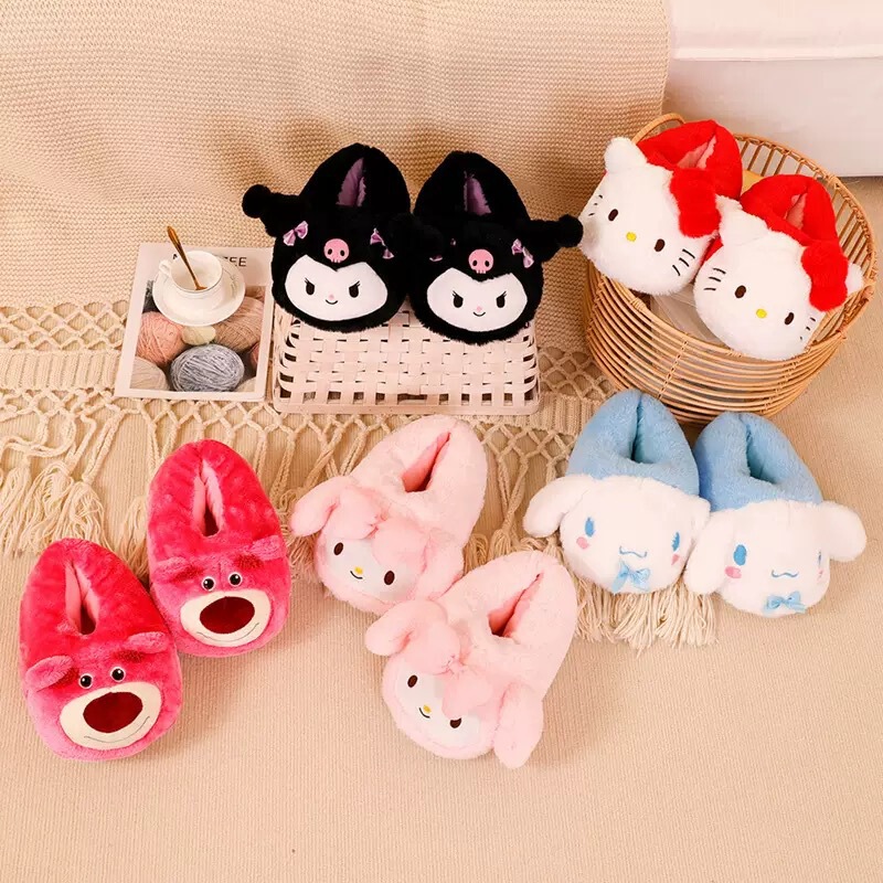 Kuromi Melody Kt Cat Bag Root Cotton Slippers Winter Home Indoor Warm Cotton Shoes Couple Plush Cotton Slippers Kuromi Melody Kt Cat Bag Root Cotton Slippers Winter Home Indoor Warm Cotton Shoes Couple Plush Cotton Slippers