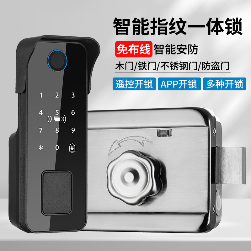 Factory Store Vintage Security Door Fingerprint Cow Head Lock Household Stainless Steel Iron Door Wooden Door Apartment Graffiti Smart Door Lock