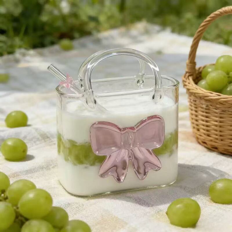 Cross-border portable drink cup, pearl cotton high borosilicate large-capacity flower tea cocktail glass, suitable for restaurants and home use