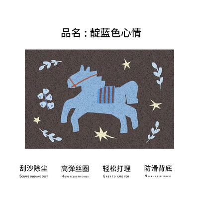 Dropshipping Service: Little Pony Entrance Door Mat, Made of Silk Loop Material, Non-Slip and Dirt-Resistant, Suitable for Bathroom Sink, Can Be Cut to Size (Avtomobil döşəmə paspasları) - indigo-mood-silk-circle-4060cm