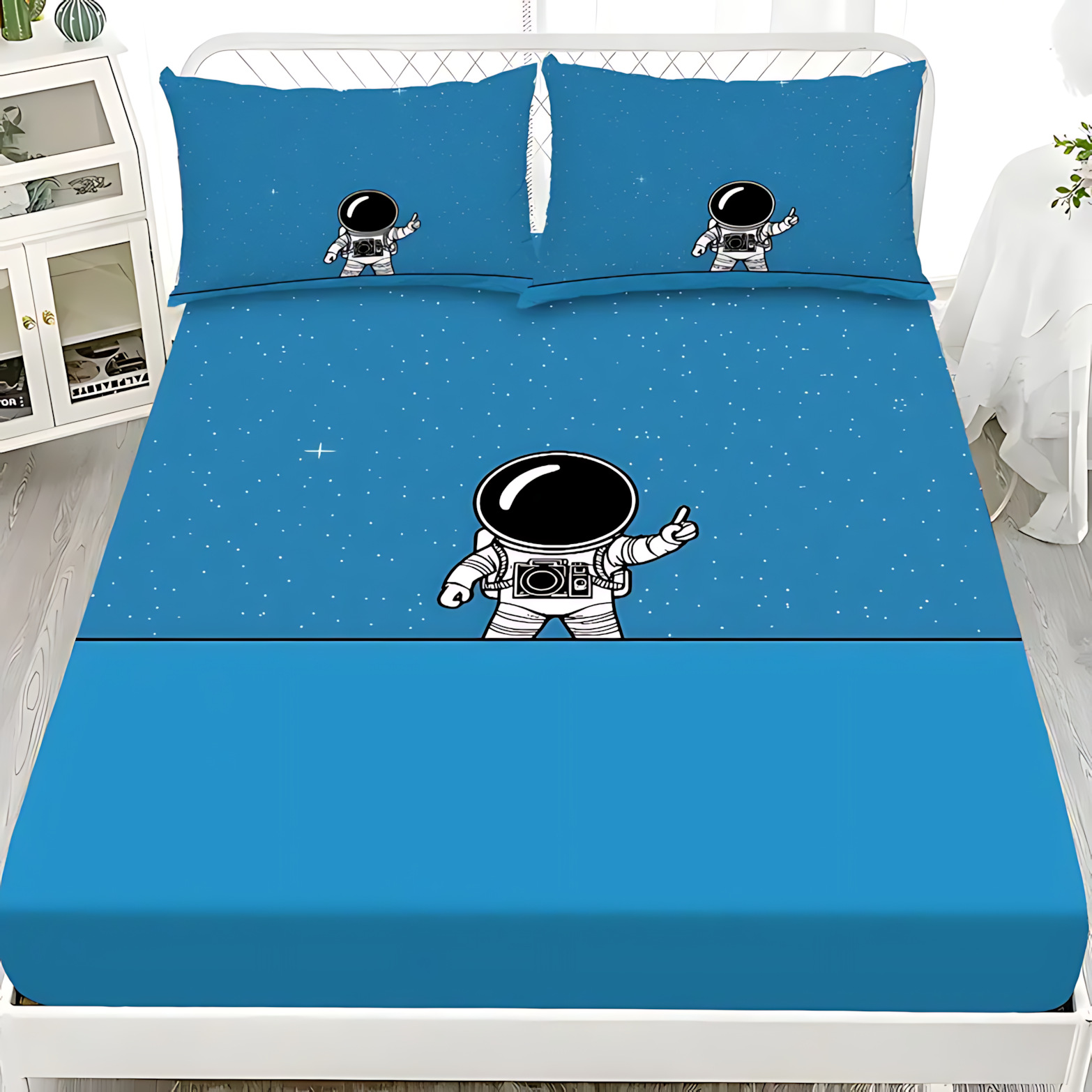 TEMU / JIT comercio exterior transfronterizo dibujos animados astronautas 3D impresión digital cama cama almohada kit para dibujar