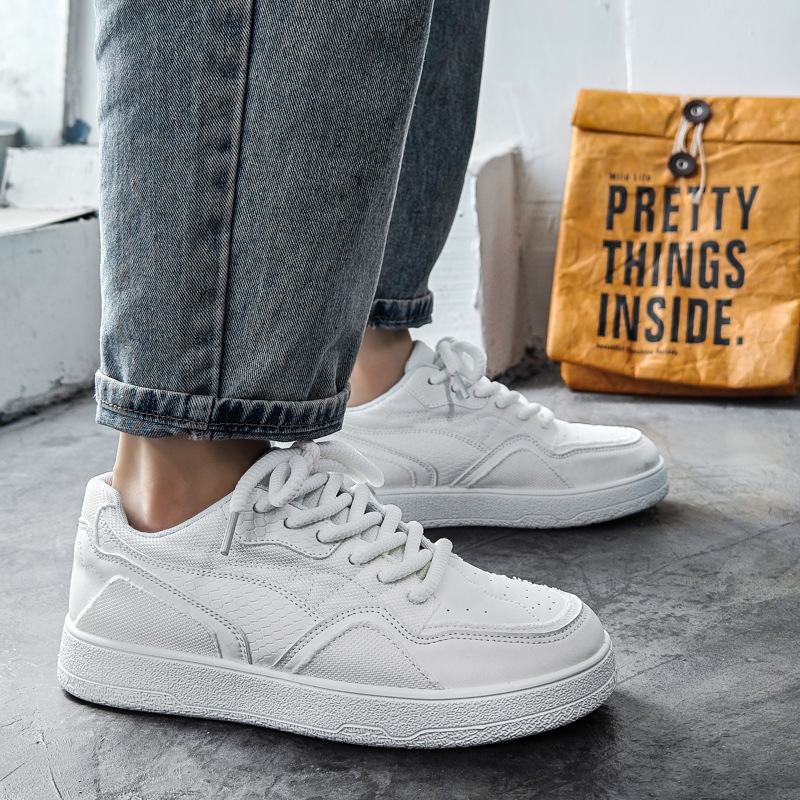White Shoes for Men, Breathable, Casual, Versatile, New Style, Pure White Sports Sneakers for Teenagers, White Shoes for Men