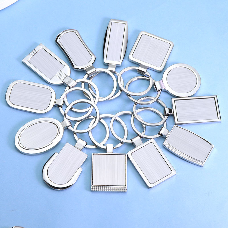 Creative Blank Tag Keychain Customized Metal Double-Sided Glue Sticker Keychain Pendant with Laser Logo