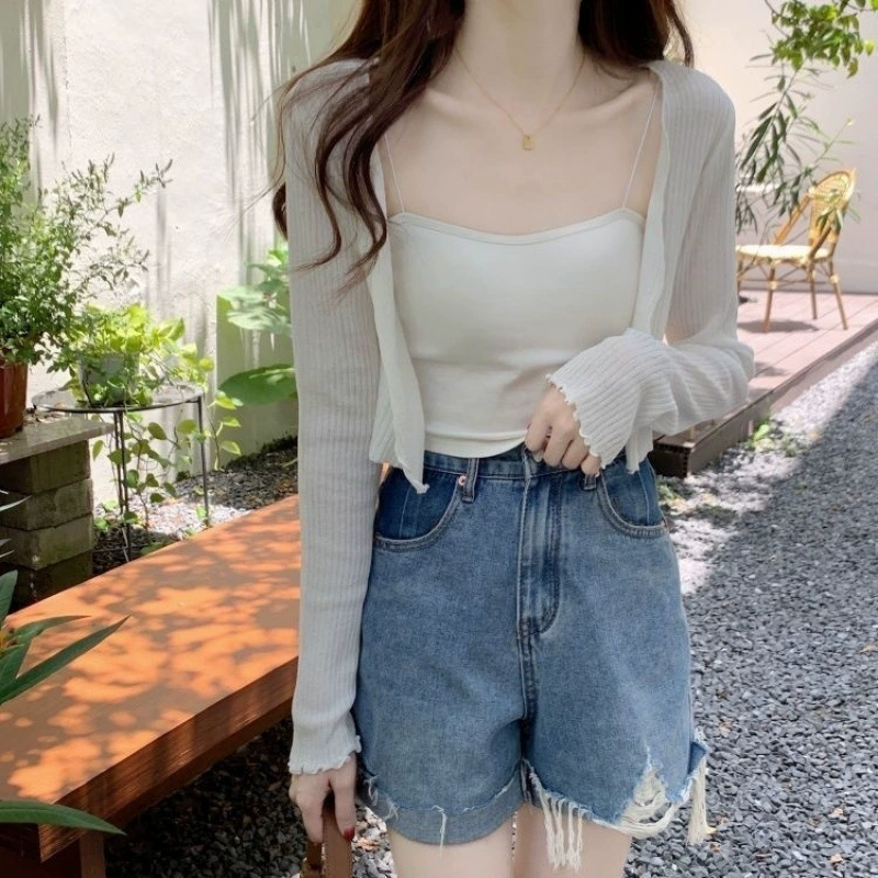Summer silk cardigan, thin long-sleeve, sweater, jacket