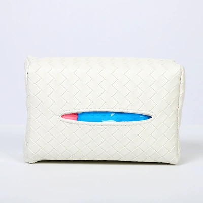 car interior supplies, Car tissue box/set - woven-chair-back-tissue-box-white