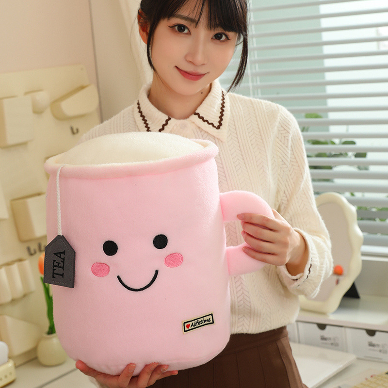 Taza de bebidas desmontable almohada de dibujos animados taza de té de leche muñeca