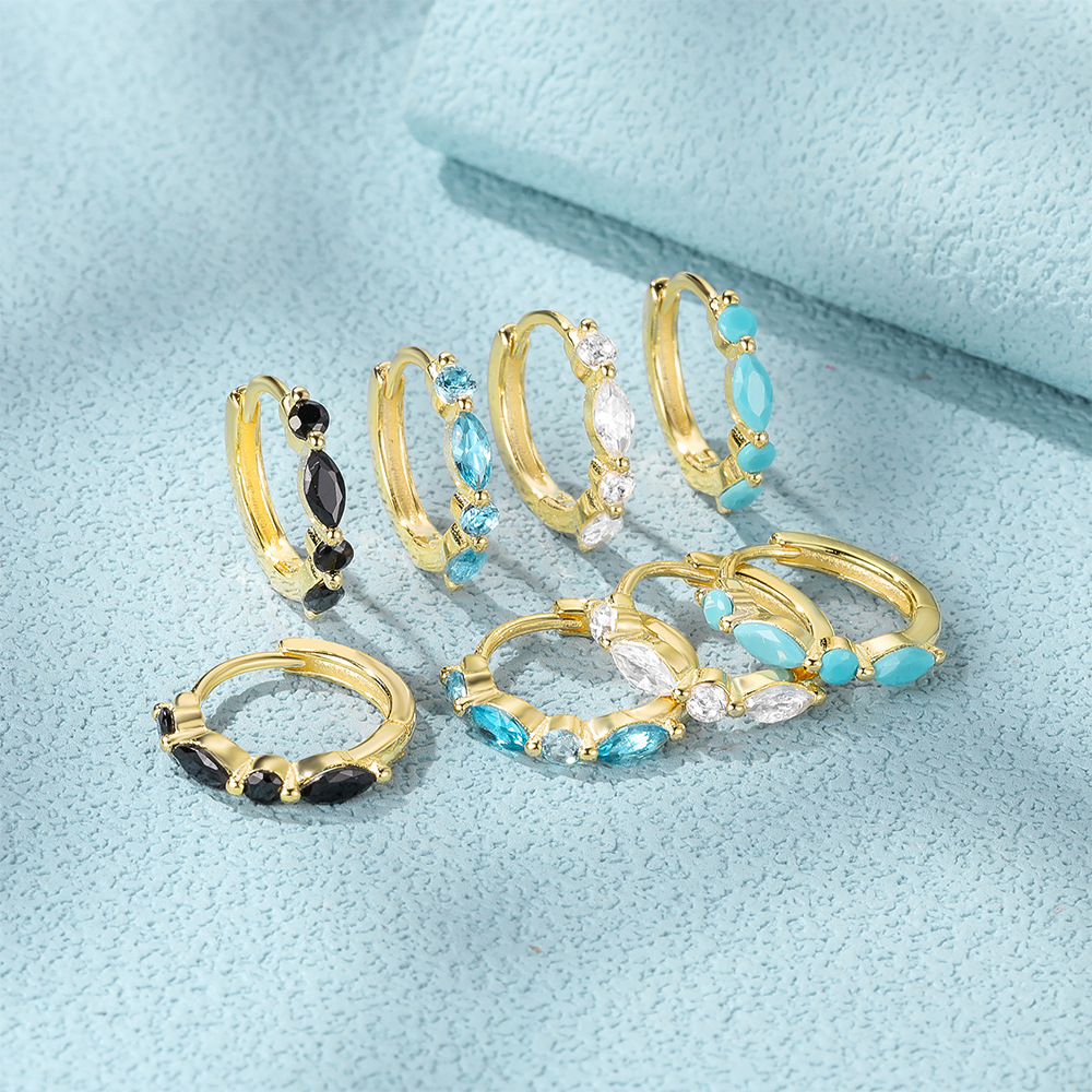 Geometric, Water Droplets Pattern 1 Pair 925 Sterling Silver Geometric Water Droplets Zircon Hoop Earrings Earrings