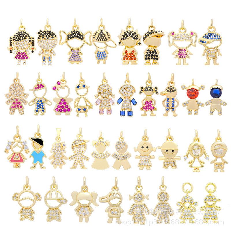Source Factory Micro-Inlaid Jewelry Accessories Micro-Inlaid Copper Accessories Boys and Girls Multi-Element Series Copper Jewelry Pendant Series