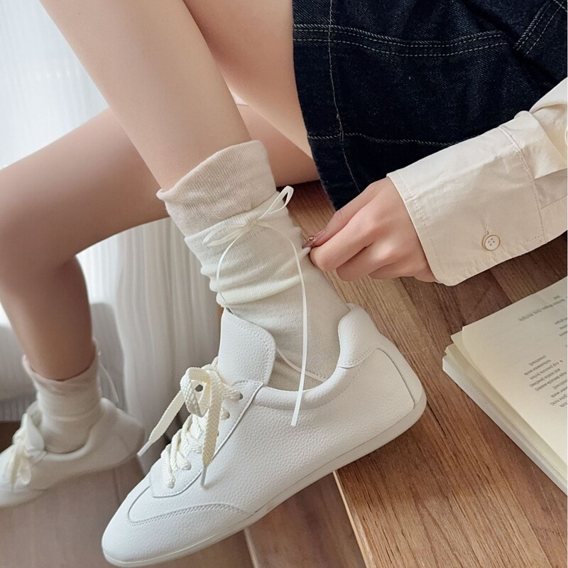Japanese Style Sweet Ballet Style Bow Socks Women's Design Sense Double Rokou Sweet Flip All-match Stacking Socks for Spring and Summer Japanese Style Sweet Ballet Style Bow Socks Women's Design Sense Double Rokou Sweet Flip All-match Stacking Socks for Spring and Summer