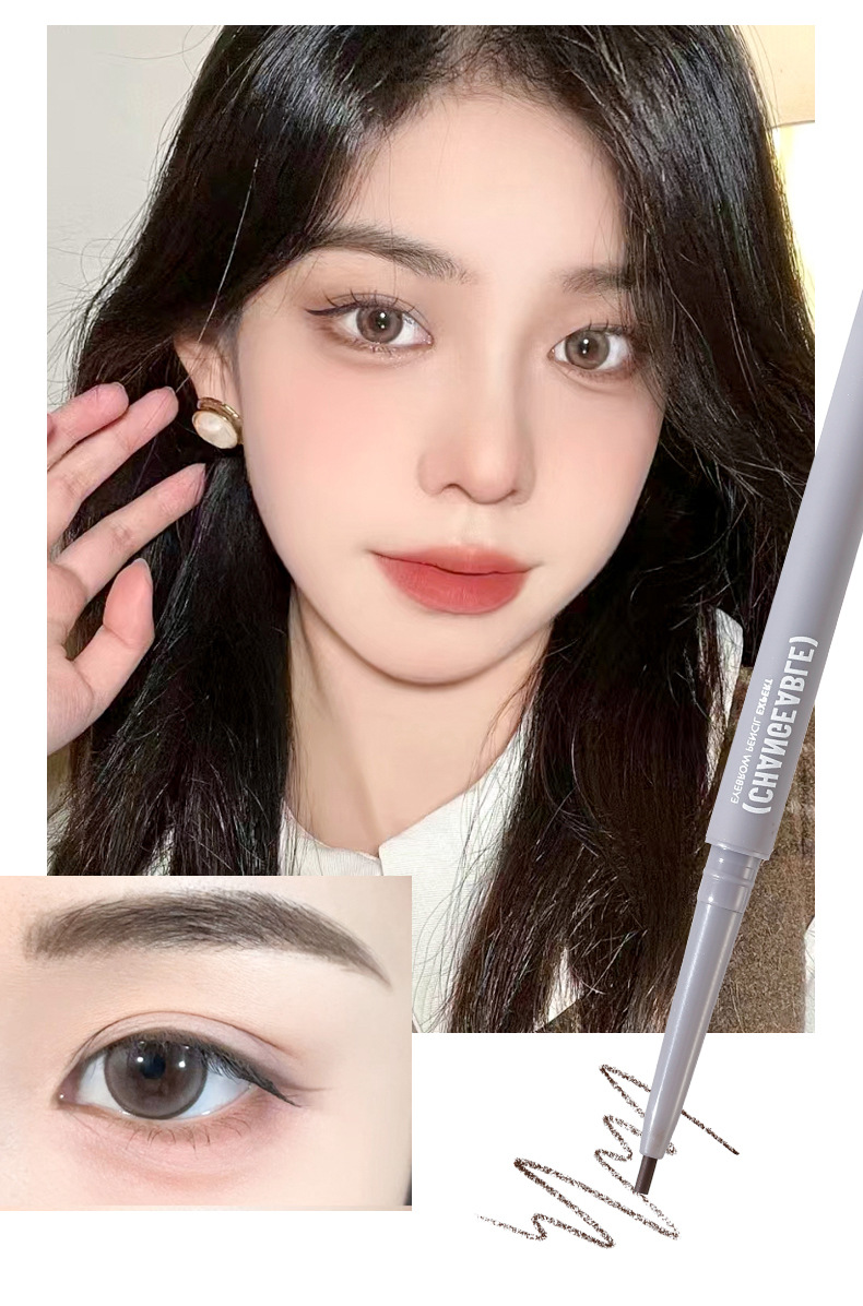 Makeup xixi three-dimensional outlining, misty eyebrow pencil, natural color display, distinct strands, waterproof, no smudging, double-head eyebrow pencil undefined