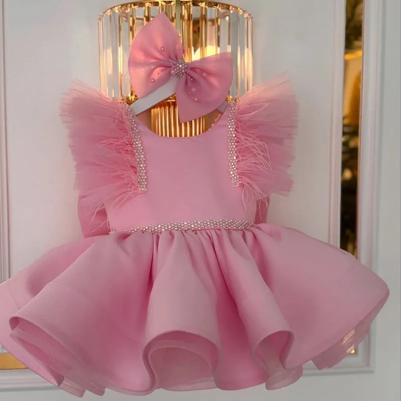 Gonna tutù formale per bambina, abito da principessa per compleanno da damigella d'onore, elegante e raffinato spettacolo di danza al pianoforte per ragazze._voghion.com