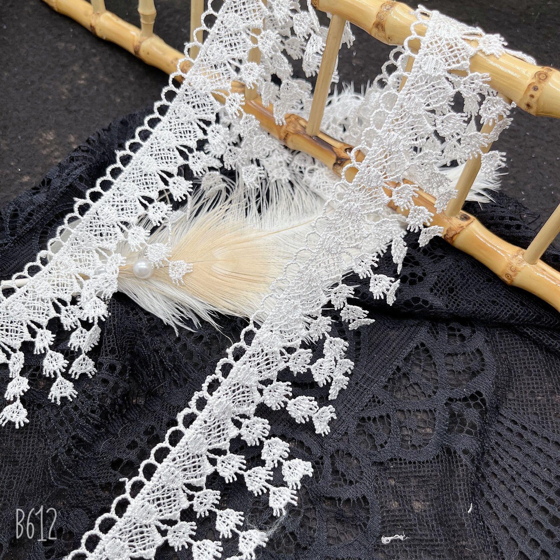 宽5cm白色蕾丝花边 流苏配饰辅料水溶涤纶刺绣花边 15码一条