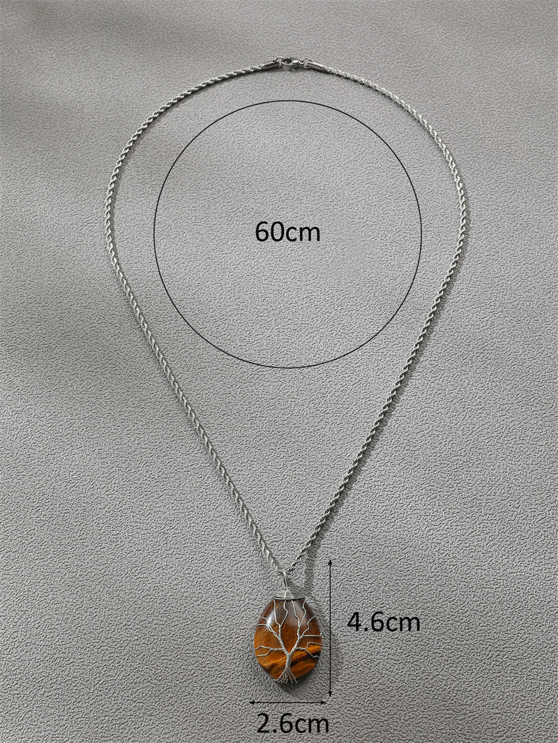 Mode Wasser Tropfen Geformte Natürliche Stein Winding Edelstahl Kette Halskette display picture 1