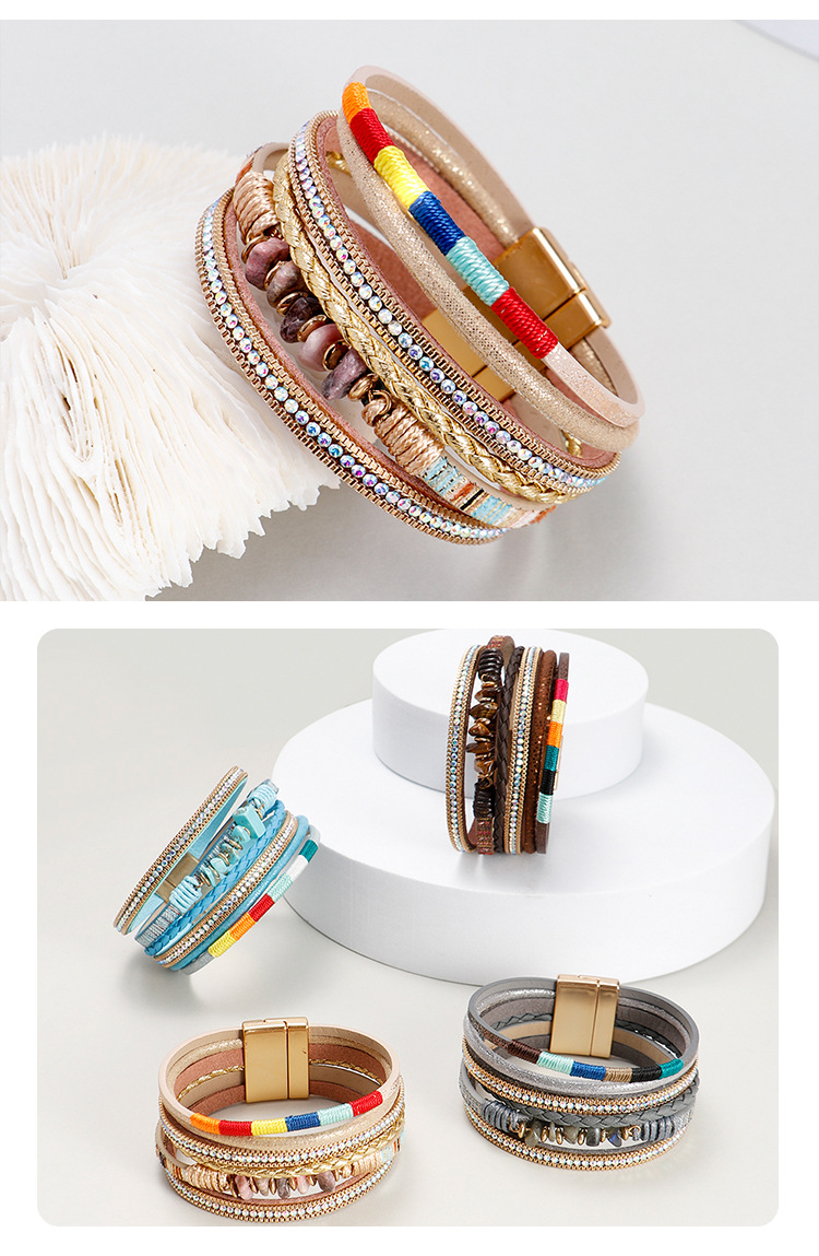 Bohemian Geometric Pu Leather Braid Womenu0027S Bracelets