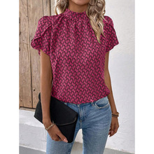 U 50836 Geometric print petal sleeve shirt ����ӡ���������
