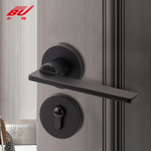 Door Lock Indoor minimalist gray bedroom room door lock magnetic suction mute door handle household split black wooden door lock