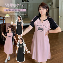 伊诺大码女装甜酷风连衣裙2025夏新款长短款收腰显瘦裙子242575