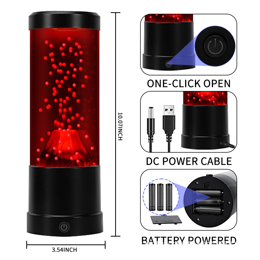 Fábrica al por mayor Amazon LED noche luz volcán creativo noche luz regalo decoración atmósfera luz USB lava lámpara