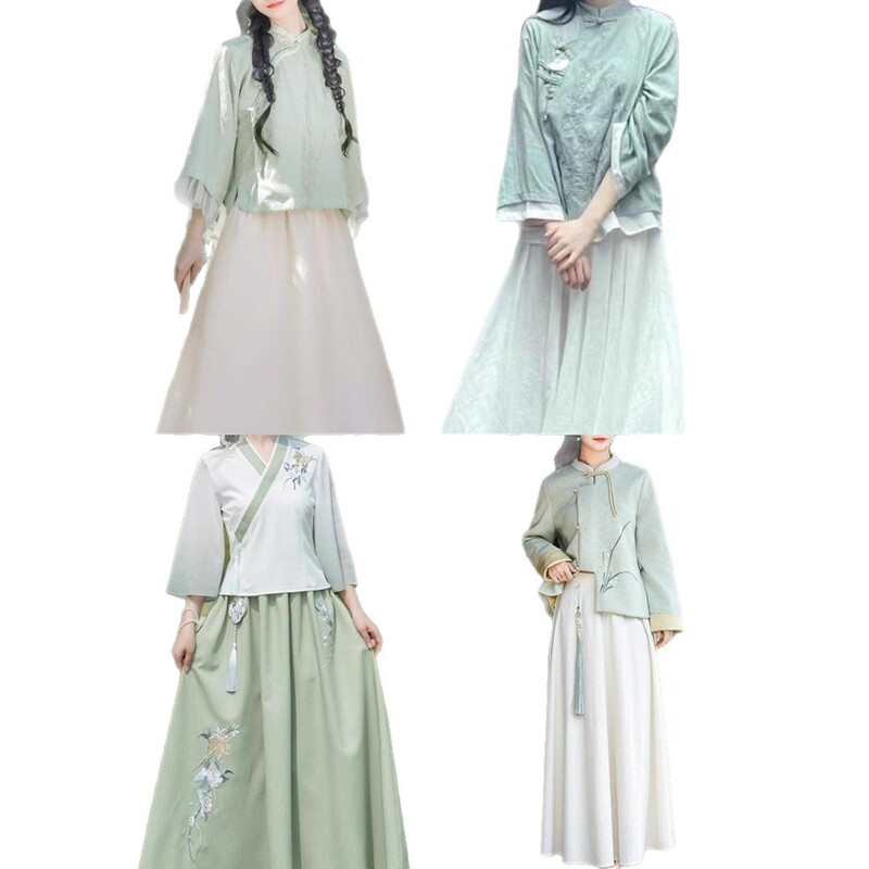 新中式改良上衣茶服文艺少女套装早春夏2025新款感旗袍连衣裙|undefined