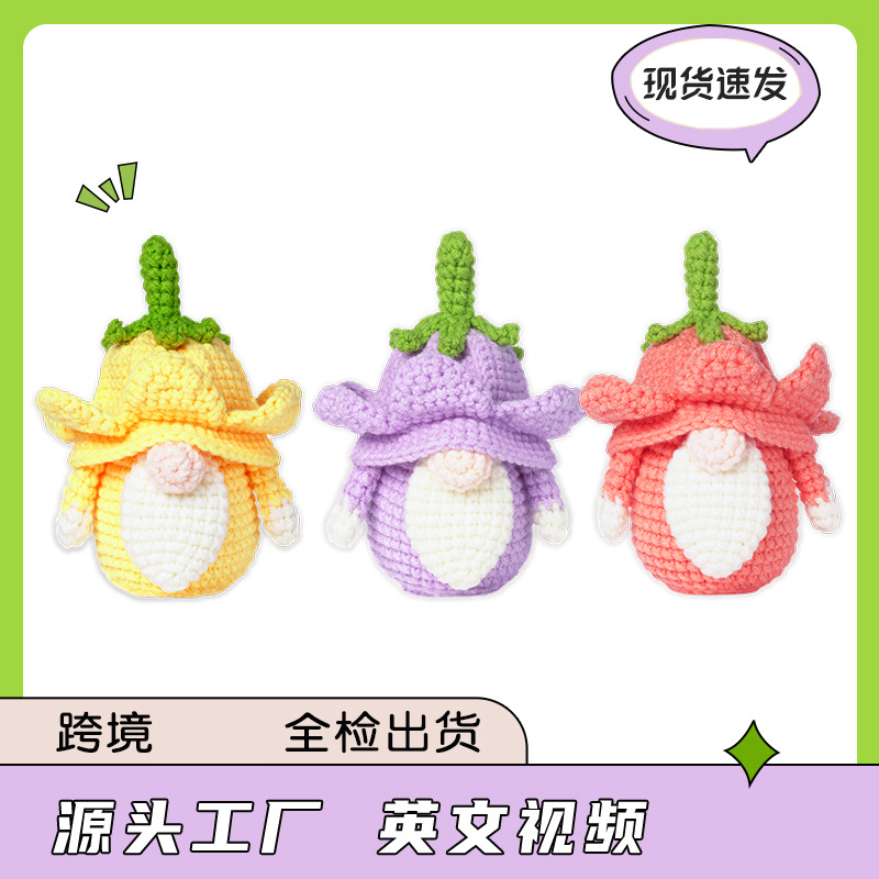 亚马逊英文说明书钩针材料包DIY毛线钩织花精灵摆件花精灵玩偶