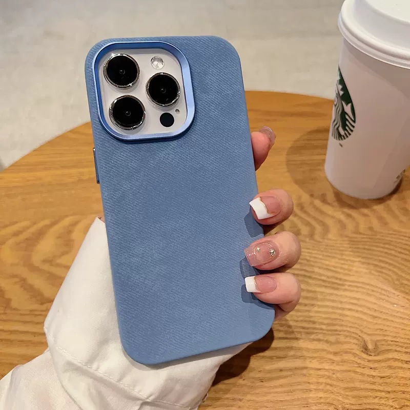 Patrón de tela de fibra de color sólido simple para iPhone15ProMax para hombres y mujeres 13 funda para teléfono móvil 12 Apple 14 atracción magnética