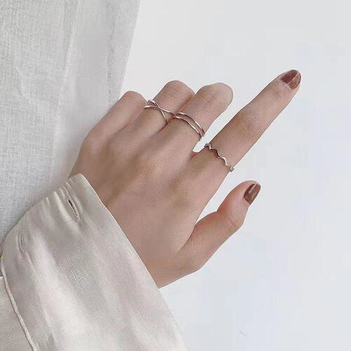 INS Parallel Cross Wave Open Ring, Women's Korean-Style Minimalist Cyber-Influencer Cool & Edgy Trendy Ring, New Fingernail Ring