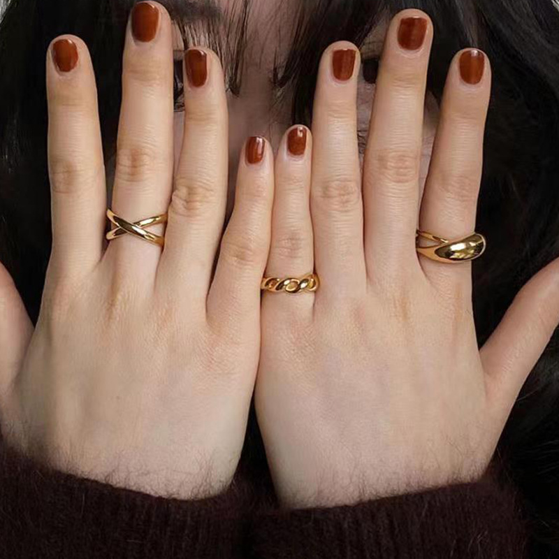 Fashion Geometric Titanium Steel Plating Open Ring