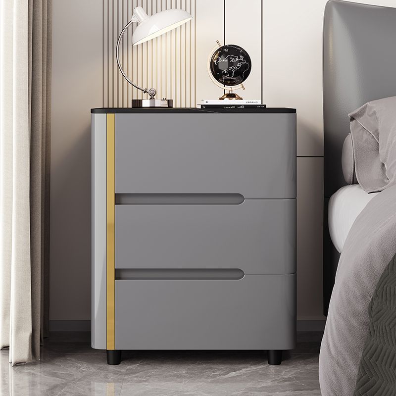 All Solid Wood Cream Style Paint Bedside Table 2023 Sense Installation-Free Bedroom Home Storage Small Side Cabinet