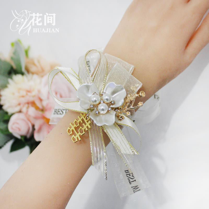 Bridesmaid Flower wrist Sister group Hand Flower Aesthetic bride Korean Sen family fresh wedding marry Bracelet