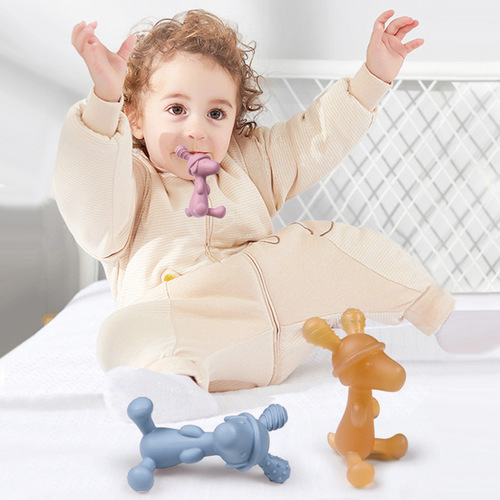 Hand-grabbing teether baby puppy teether baby deer toy chewable newborn silicone food teething stick