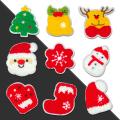 現物卸売りクリスマス布貼り雪だるま靴下クリスマスツリー装飾パッチパソコン刺繍刺繍マーク章仔