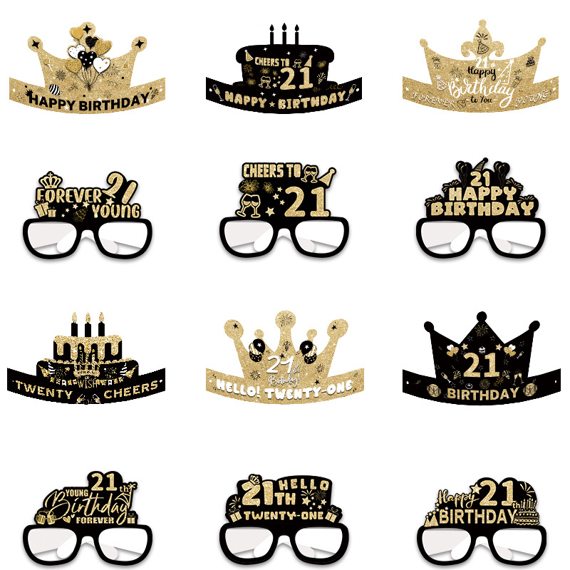2024 transfronteriza nueva decoración de cumpleaños accesorios de la foto gafas de papel sombrero traje de fiesta suministros