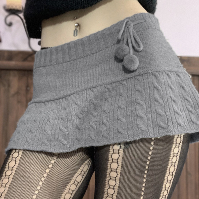 Damen Wollrock Mit Dekorativen Wollbällen Für Den Alltag_voghion.com