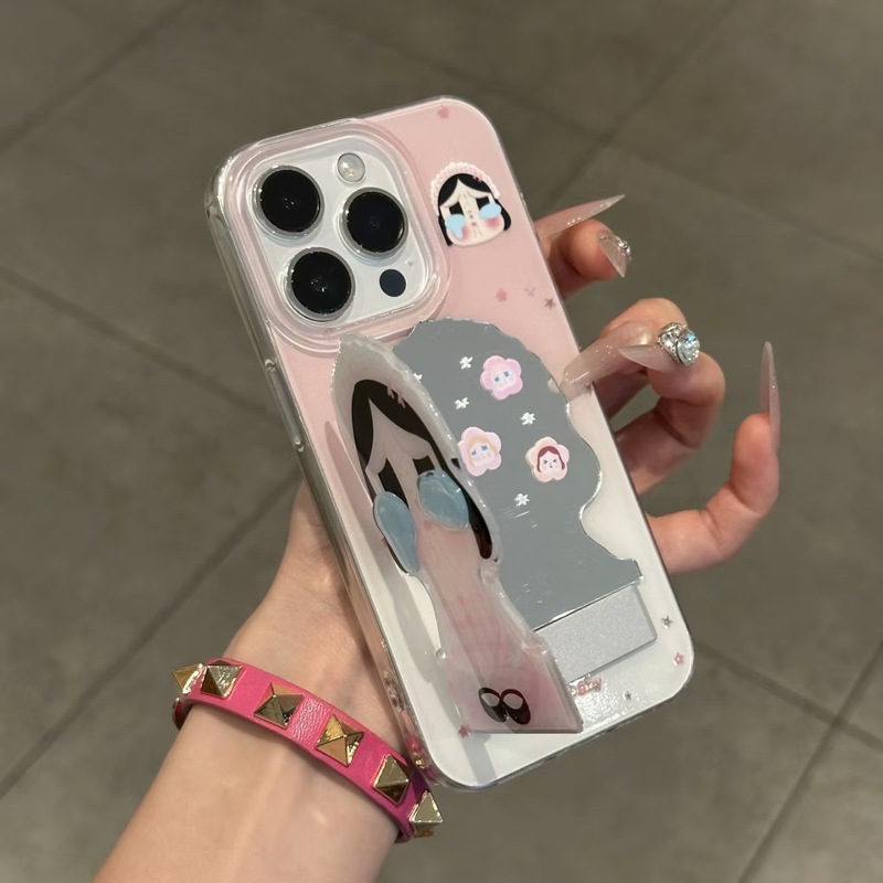 淡粉哭娃适用苹果17promax手机壳华为pura70支架vivo小米iPhone16|undefined