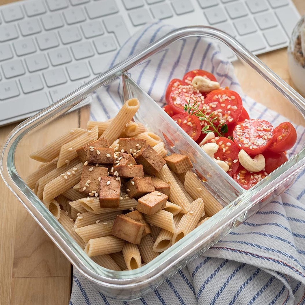 Caja de almuerzo de vidrio que se puede calentar en horno de microondas, caja de almuerzo especial para estudiantes para llevar al trabajo, tazón de almuerzo, caja de preservación de alta silicona