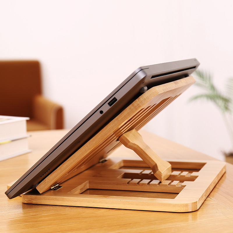 デスクトップラップトップスタンドブラケット強化冷却ラック固体竹折りたたみポータブルipdタブレットブラケットオフィス|undefined