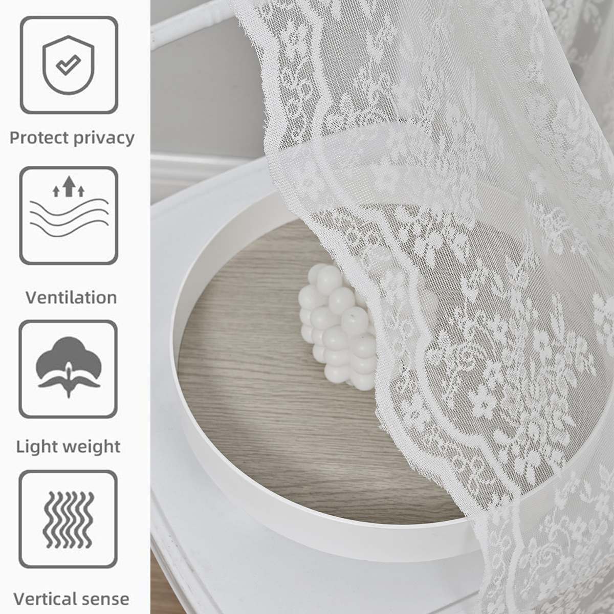 Transfronterizos de urdimbre encaje doble cortina de barra de cortina cortina de encaje blanco SHEIN Aliexpress