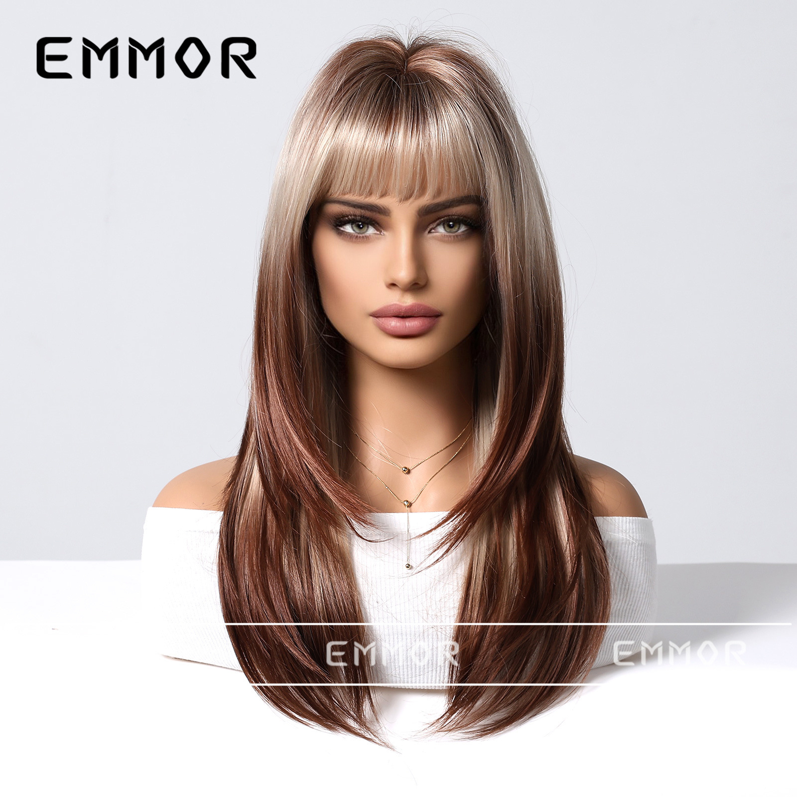 Nuevo flequillo de color degradado, cabello rizado de longitud media de alto nivel, peinado y reducción de la edad, peluca de dopamina de verano, tipo de cabello completo image 7