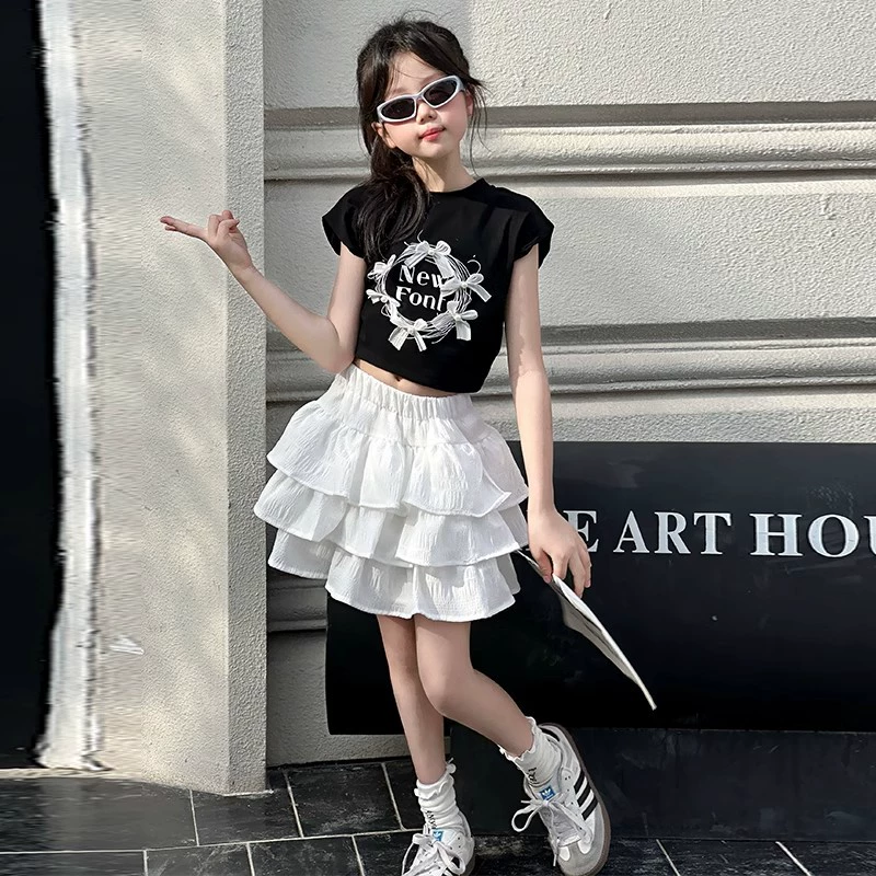 Summer clothing, set, short short sleeve T-shirt, mini-skirt, skirt, trousers, with short sleeve, fitted, western style