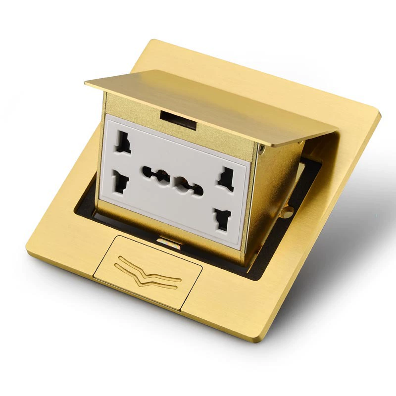 Ground socket all -copper invisible waterproof multi -functional home multi -functional six -hole floor ground cutting cutting plate