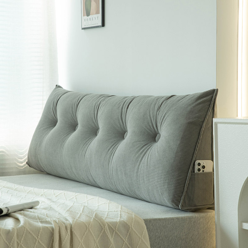 Coussin de tête de lit en velours côtelé-Gentleman gris / Long 60 * Hauteur 40 * épaisseur 15cm