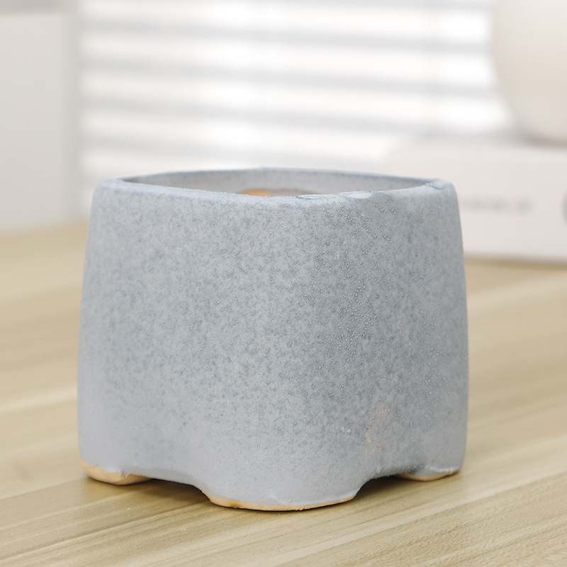 Cerámica de gres suculenta maceta de bambú transpirable simple planta verde planta olla decorativa pequeña maceta creativa al por mayor