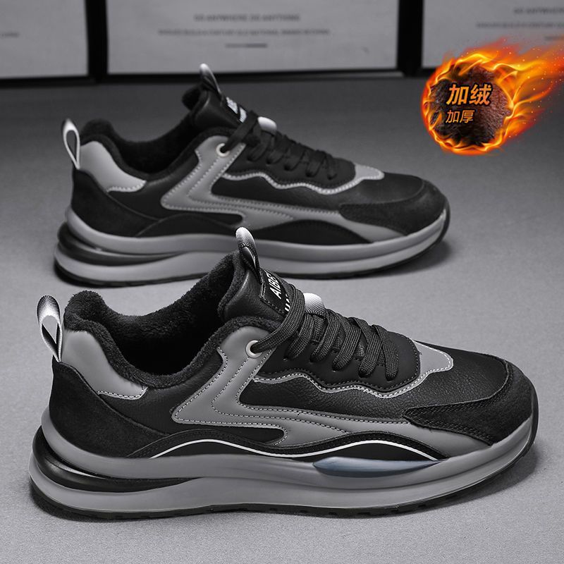 冬季男鞋2025新款加绒加厚运动阿甘潮鞋男士跑步休闲百搭老爹潮鞋