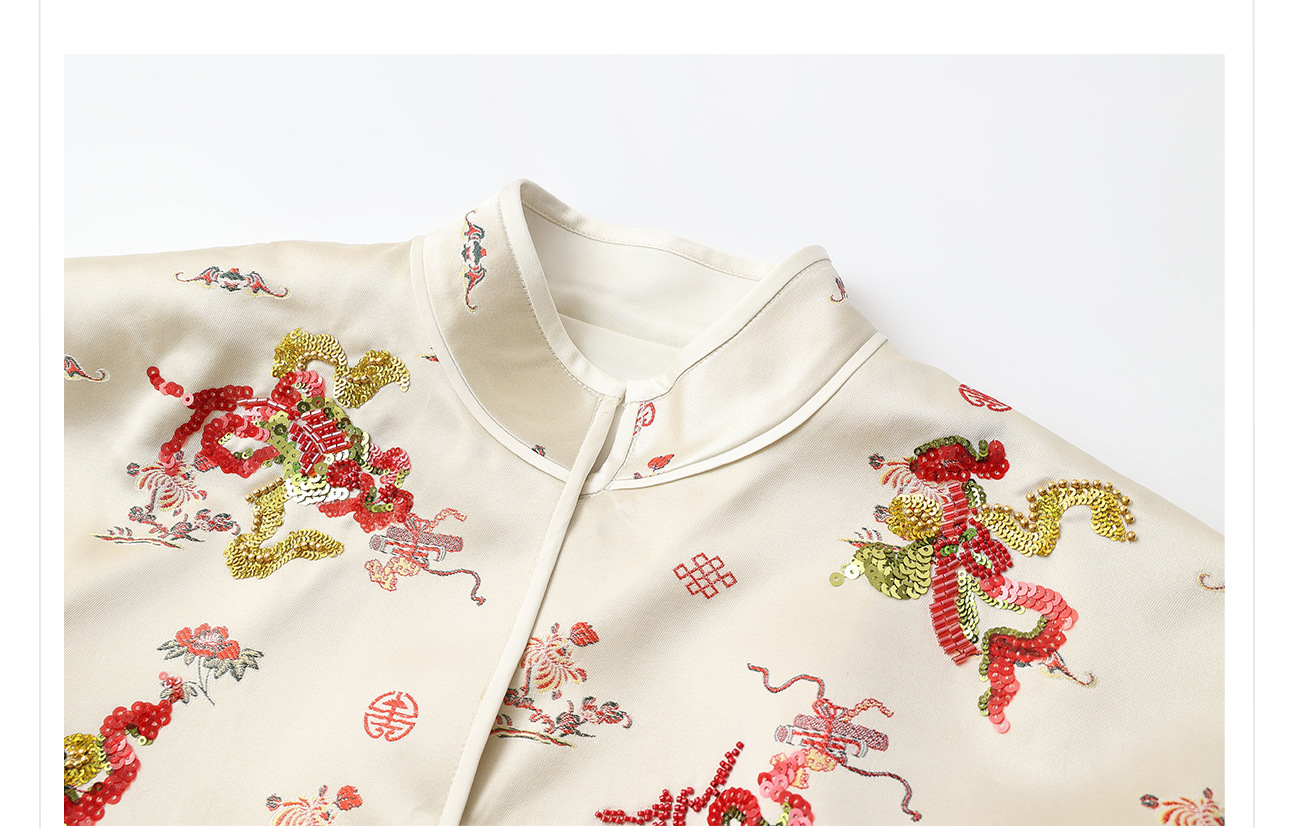 Bộ áo gilê không tay cổ đứng thêu sequin phong cách Trung Hoa mới kèm sơ mi trắng và chân váy nửa MZ055 — Áo sơ mi trắng, Váy nửa, Áo gilê chi tiết 22