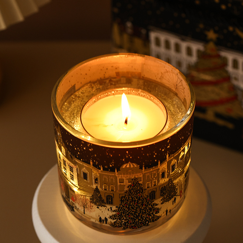 クリスマスの香り付きキャンドル ロンドンの街並み シャーピン風香り付きキャンドル 光る電子キャンドル クリスマスキャンドル