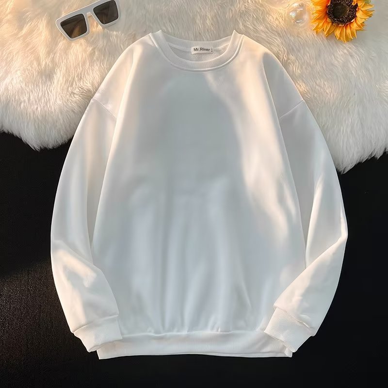 纯色卫衣男款基础款圆领套头卫衣光版加绒打底卫衣男女光版文化衫